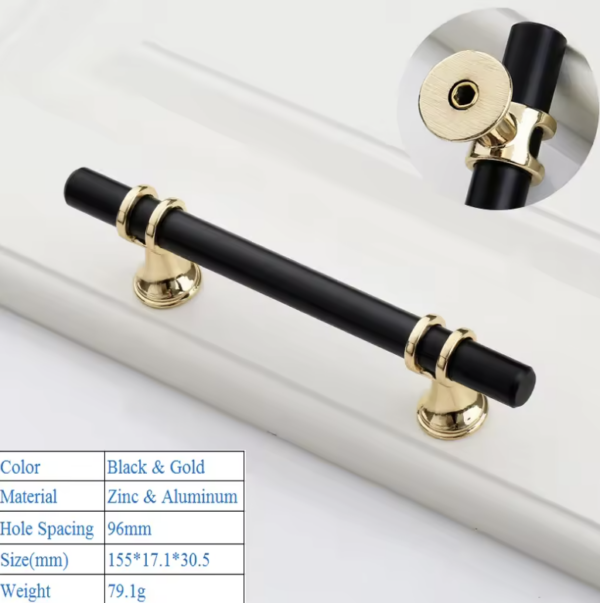 Rio black and Gold Modern Minimalist Cabinet Door Handles